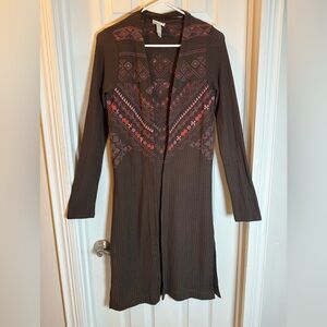 Embroidered Woodland brown Knox Rose duster with Aztec tribal Forest Fairy BOHO